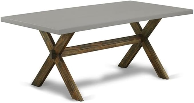 East West Furniture X797VE721-5 5 Piece Dining Table Set Includes a Rectangle Dining Room Table with X-Legs and 4 Blue Color Linen Fabric Parsons Chairs, 40x72 Inch, Multi-Color