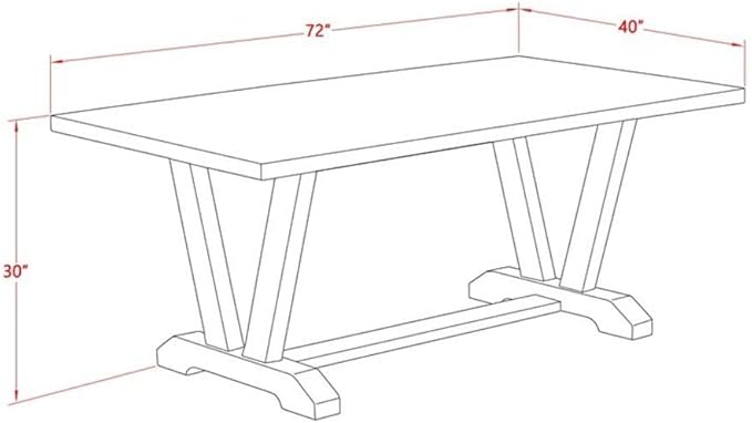 East West Furniture VT627 V-Style Modern Dining Table - a Rectangle Kitchen Table Top with Stylish Legs, 40x72 Inch, Multi-Color
