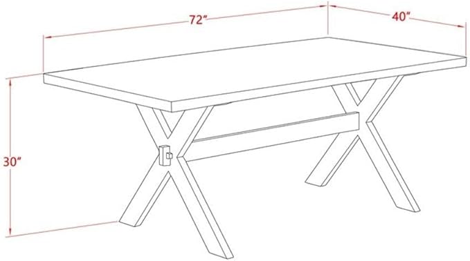 East West Furniture X077MZ001-6 6 Piece Kitchen Table Set Contains a Rectangle Dining Table with X-Legs and 4 Cream Linen Fabric Parson Chairs with a Bench, 40x72 Inch, Multi-Color