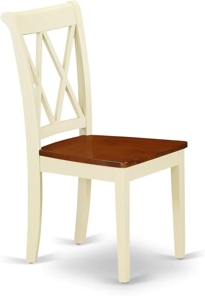 East West Furniture DOCL9-BMK-W 9 Piece Dining Table Set Includes a Rectangle Dining Room Table with Butterfly Leaf and 8 Wood Seat Chairs, 42x78 Inch, Buttermilk & Cherry