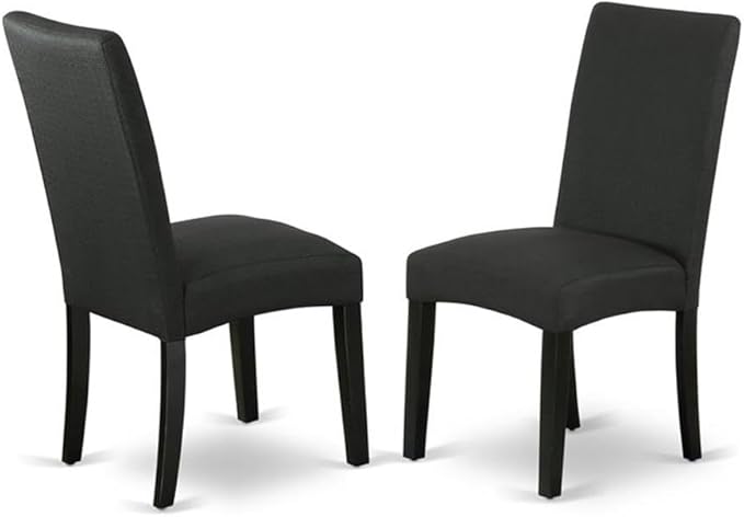 East West Furniture X676DR124-5 5 Piece Dining Room Table Set Includes a Rectangle Kitchen Table with X-Legs and 4 Black Color Linen Fabric Parson Dining Chairs, 36x60 Inch, Multi-Color