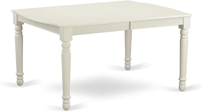 East West Furniture DOIP5-LWH-C 5 Piece Dining Room Table Set Includes a Rectangle Kitchen Table with Butterfly Leaf and 4 Linen Fabric Upholstered Dining Chairs, 42x78 Inch, Linen White