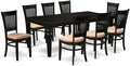 East West Furniture LGVA9-BLK-C 9 Piece Kitchen Table Set Includes a Rectangle Dining Table with Butterfly Leaf and 8 Linen Fabric Dining Room Chairs, 42x84 Inch, Black
