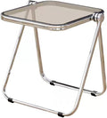 16.2" × 14.1" Acrylic Folding Table, Small Lightweight End Table for Living Room, Bedroom and Small Room, Sturdy Metal Frame with No Assembly Required, Space-Saving Storage Design (Grey)