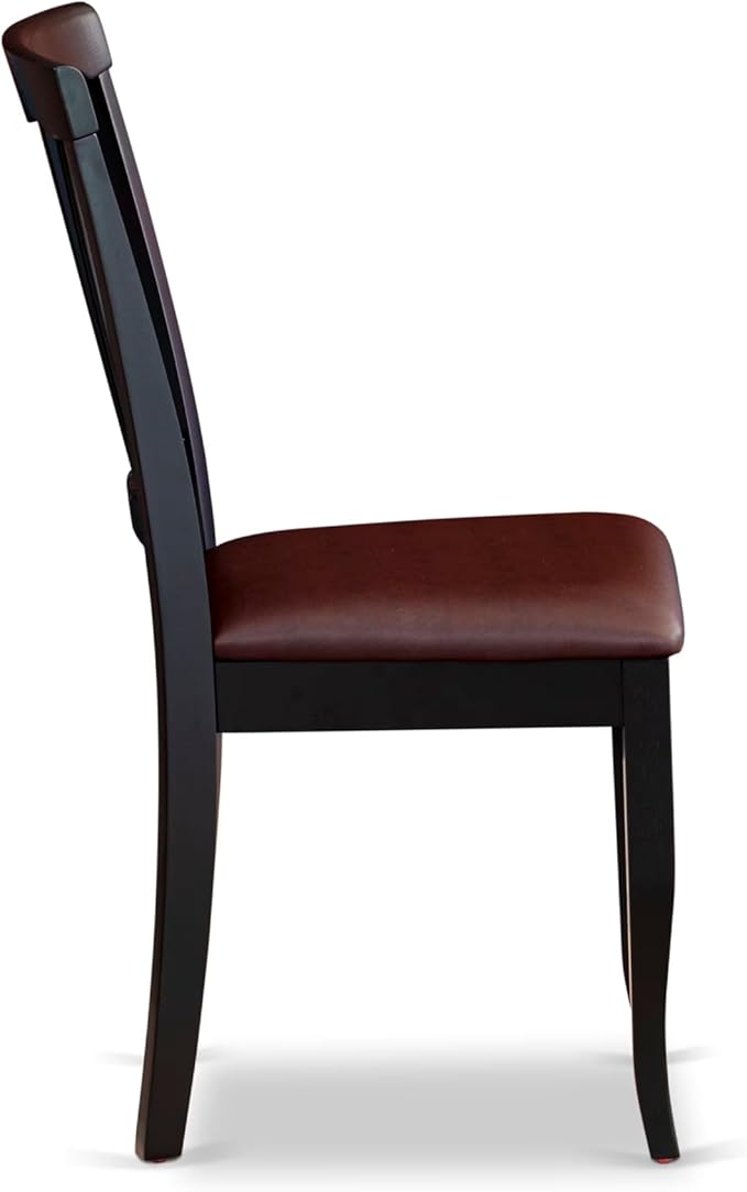 East West Furniture ANAV3-BLK-LC 3 Piece Dining Room Furniture Set Contains a Round Kitchen Table with Pedestal and 2 Faux Leather Upholstered Dining Chairs, 36x36 Inch, Black & Cherry