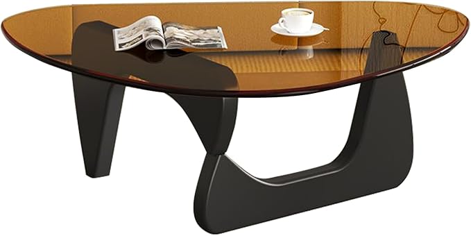 Modern Glass Coffee Table for Living Room, Small mid Century Modern Coffee Table, Sleek Coffee Tables, Suitable for Bedroom Living Room Reception Office Tables（Black/Brown，Small）