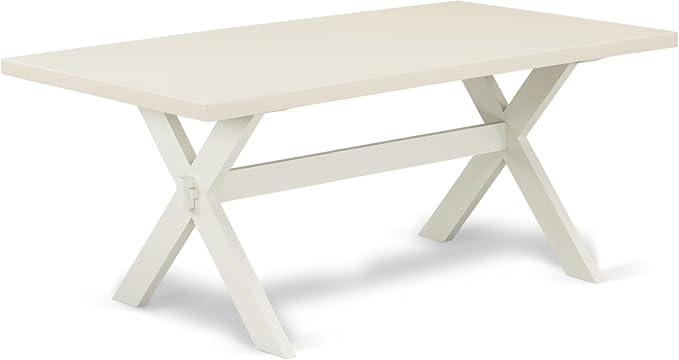 East West Furniture X027EN206-7 7 Piece Dining Room Furniture Set Consist of a Rectangle Dining Table with X-Legs and 6 Dark Shitake Linen Fabric Parsons Chairs, 40x72 Inch, Multi-Color