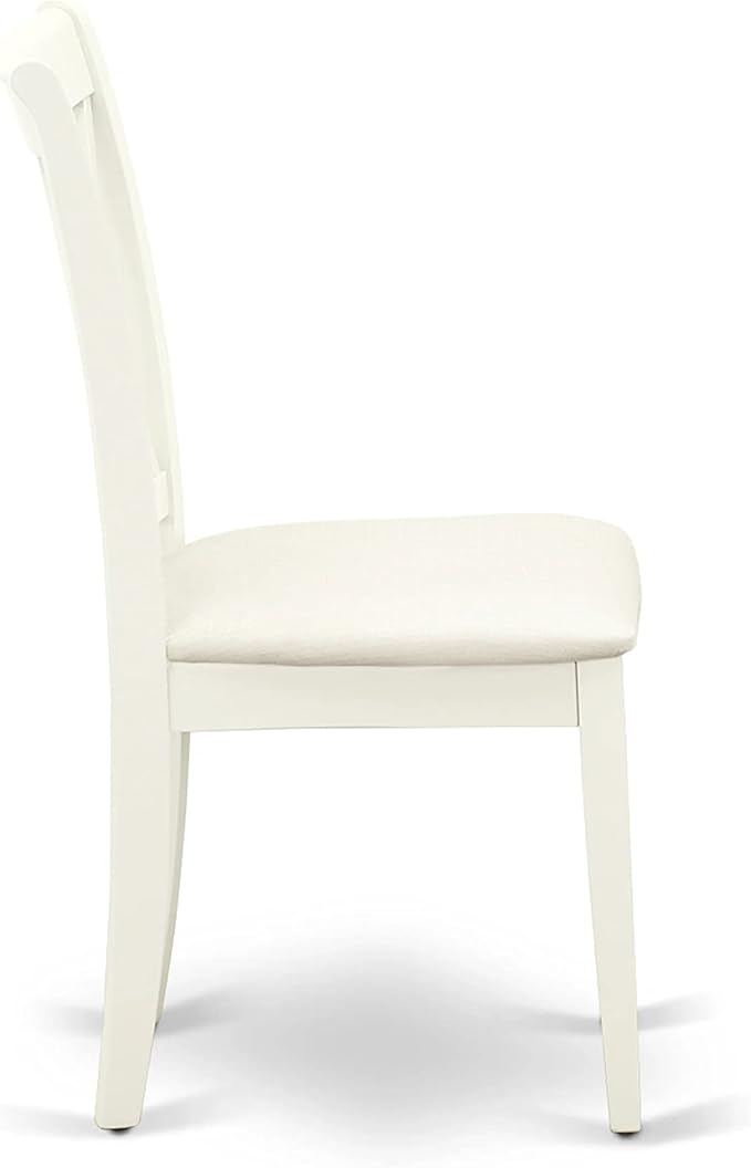 East West Furniture HBCL5-LWH-C 5 Piece Dining Table Set for 4 Includes a Round Kitchen Table with Pedestal and 4 Linen Fabric Dining Room Chairs, 42x42 Inch, Linen White