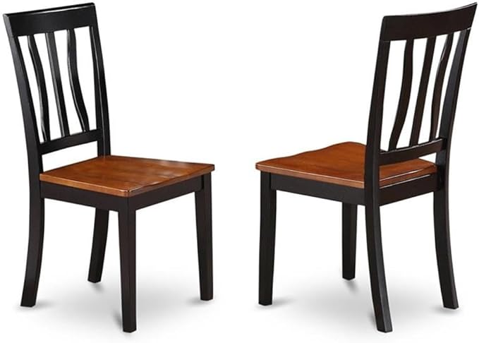 East West Furniture LGAN9-BCH-W 9 Piece Dining Table Set Includes a Rectangle Dining Room Table with Butterfly Leaf and 8 Wooden Seat Chairs, 42x84 Inch, Black & Cherry
