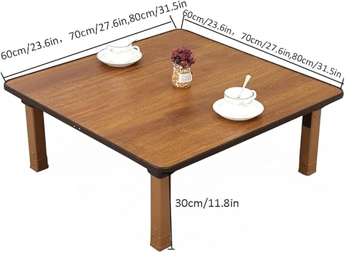 Japanese-Style Square Folding Tea Coffee Table, Low Table, Dining Table, Study Table, Small Desk, for Tatami Sitting On The Floor Bedroom Bay Window Tea Room (Size : 80x80cm)