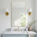 20x36 Inch Gold Bathroom Mirror - Copper-Free Mirror, Aluminum Alloy Frame Vanity Rectangle Wall Mounted Modern Mirror for Bedroom/Living Room/Porch Horizontal or Vertical