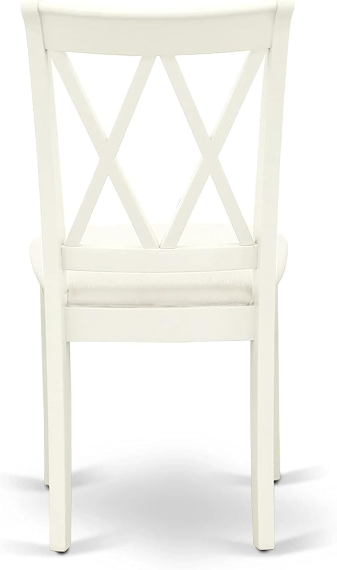 East West Furniture DOCL6-LWH-C 6 Piece Modern Dining Table Set Contains a Rectangle Wooden Table with Butterfly Leaf and 4 Linen Fabric Dining Chairs with a Bench, 42x78 Inch, Linen White