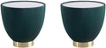 Manhattan Comfort Anderson Modern 18" Round End Table 2.0 | Ceramic Marble Tabletop, Elegant Pleated Leatherette Design & Gold Stainless Steel Base, Fully Assembled Accent Furniture, Set of 2, Green