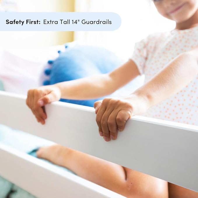Max & Lily Bunk Bed Twin over Twin, Solid Wood Bunk Bed Frame with Ladder for Kids, 14" Safety Guardrails, Easy Assembly, No Box Spring Needed, Pecan
