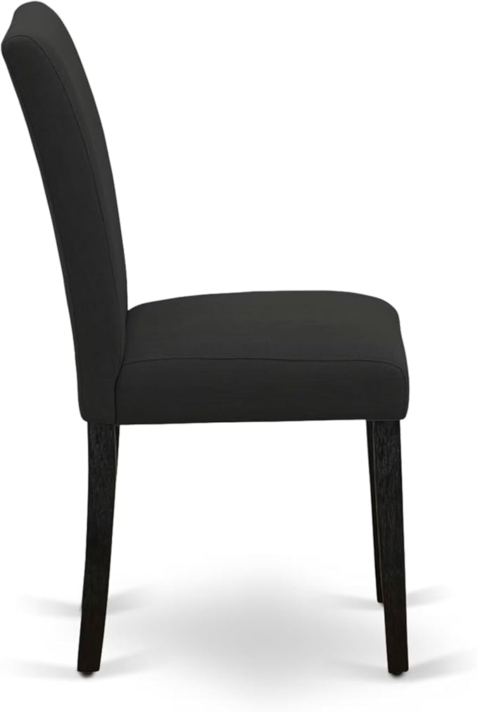 East West Furniture V677AB624-5 5 Piece Dinette Set Includes a Rectangle Dining Room Table with V-Legs and 4 Black Color Linen Fabric Parsons Dining Chairs, 40x72 Inch, Multi-Color