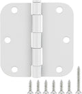 6 Pack 3.5 Inch Door Hinges White Matte Rounded 3 1/2 Inch Noise Free Iron Residential Standard Hinge for Interior Doors,House/Flat/Apartment/Dorm/Loft/Hut/Cottage-TCDHINGES Factory Hardware 3 ½"