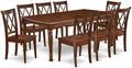East West Furniture DOCL9-MAH-W 9 Piece Dining Table Set Includes a Rectangle Dining Room Table with Butterfly Leaf and 8 Wooden Seat Chairs, 42x78 Inch, Mahogany