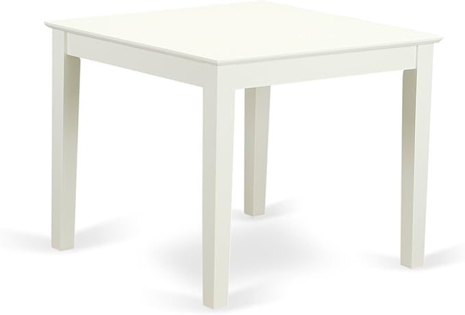 East West Furniture OXEN5-LWH-57 5 Piece Kitchen Table & Chairs Set Includes a Square Dining Room Table and 4 Pond Faux Leather Parsons Dining Chairs, 36x36 Inch, Linen White