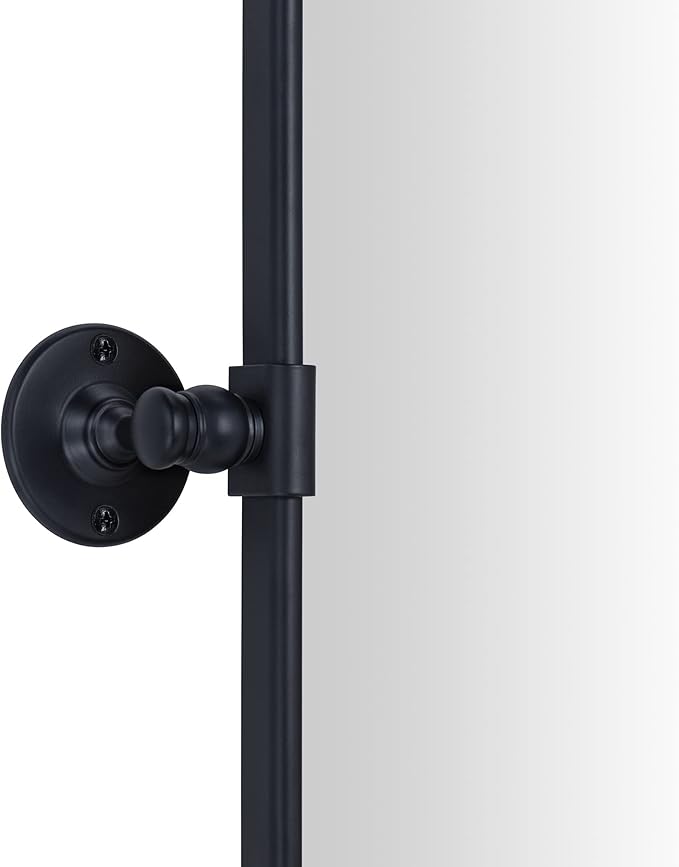 TEHOME 20x33'' Horizontal Farmhouse Black Metal Framed Rounded Pivot Rectangle Bathroom Mirror Tilting Beveled Vanity Mirrors for Wall