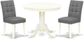 East West Furniture ANAS3-LWH-41 3 Piece Kitchen Table Set consists A Wooden Table and 2 Platinum Gray Polyester Fabric Person Chairs with Stylish Back- Linen White Finish