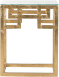SAFAVIEH Home Collection Byram Greek Key Gold Glass Top End Table