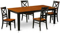 East West Furniture QUIN5-BLK-W 5 Piece Kitchen Table Set for 4 Includes a Rectangle Dining Table with Butterfly Leaf and 4 Dining Room Chairs, 40x78 Inch, Black & Cherry
