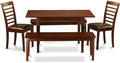 East West Furniture NOML5C-MAH-LC 5 Piece Dining Table Set Includes a Rectangle Dining Room Table with Butterfly Leaf and 2 Faux Leather Upholstered Chairs with 2 Benches, 32x54 Inch, Mahogany