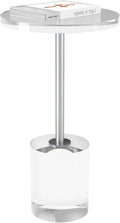 Acrylic End Table, Modern Minimalist Acrylic Side Tables, Clear Side Table for Living Room, Bedroom, Office, Drink Table (12" D x 12" W x 21" H, Silver)