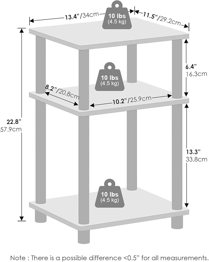 Furinno Turn-N-Tube Easy Assembly Stackable Standing Shelf, Americano/Black