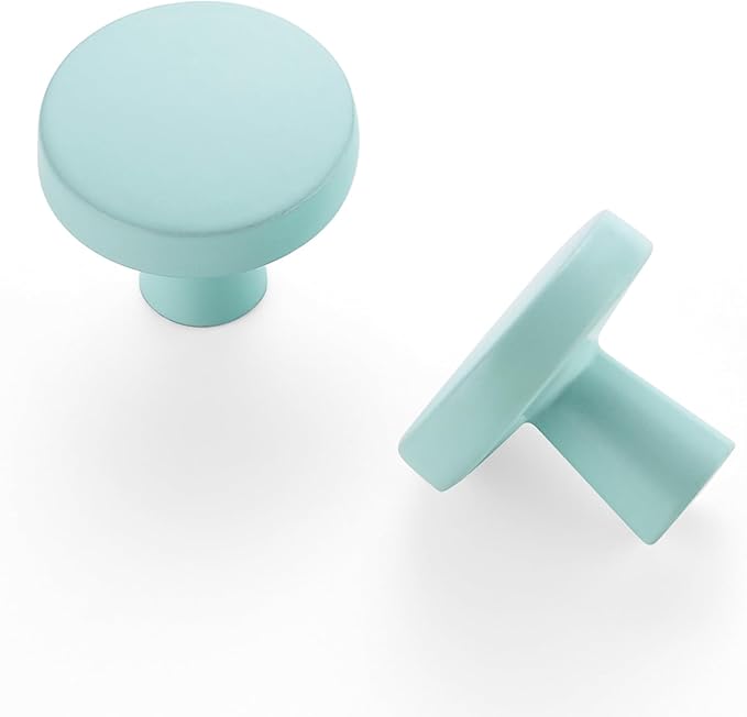 Ravinte 10 Pack Drawer Pulls 1-1/4 Inch Green Kitchen Cabinet Knobs Solid Round Dresser Handles for Simple Cupboard Hardware
