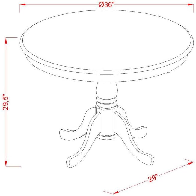 East West Furniture ANVA5-LWH-C 5 Piece Dining Room Table Set Includes a Round Kitchen Table with Pedestal and 4 Linen Fabric Upholstered Dining Chairs, 36x36 Inch, Linen White