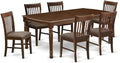 East West Furniture DONO7-MAH-C 7 Piece Dining Table Set Consist of a Rectangle Dinner Table with Butterfly Leaf and 6 Linen Fabric Dining Room Chairs, 42x78 Inch, Mahogany