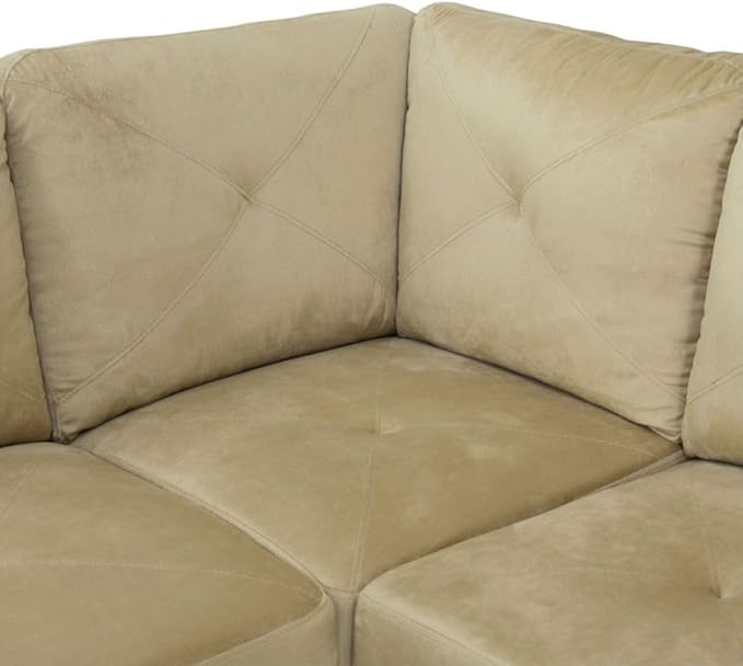 Beige L-Shaped 3-Piece Microfiber Sofa with Storage Ottoman Set, Sectional Couch Sofa Set for Living Room, Office, Small Space