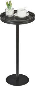 Round Drink Table,Small Pedestal Table,Small Round Side Table for Narrow Spaces,Martini Table for Living Room, Bedroom, Bathroom,Balcony (Black)