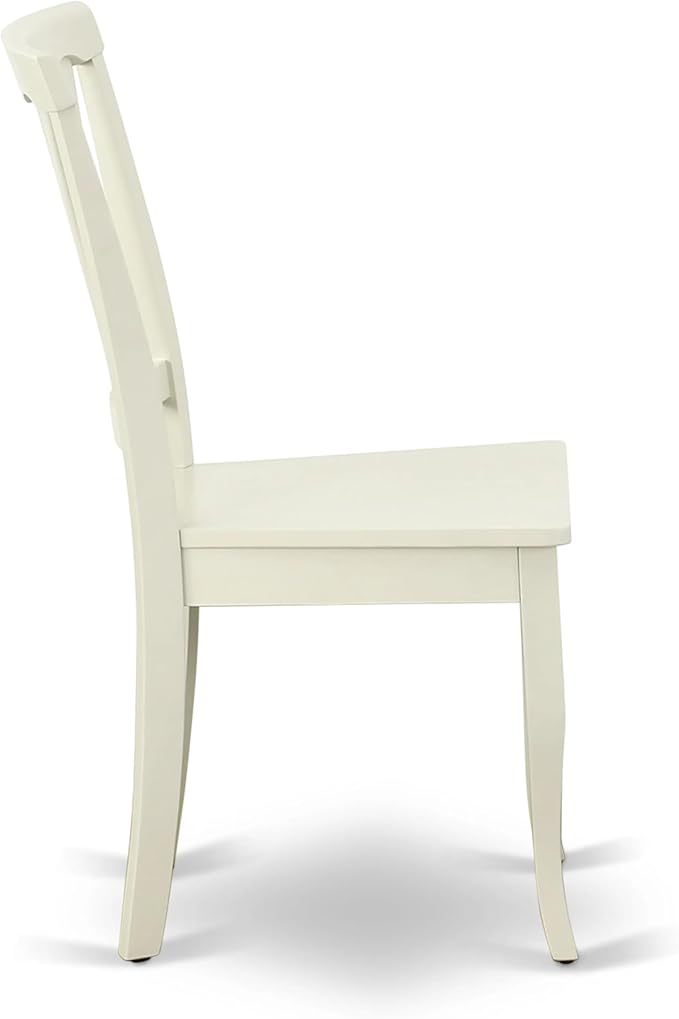 East West Furniture ANAV3-LWH-W 3 Piece Dining Table Set for Small Spaces Contains a Round Kitchen Table with Pedestal and 2 Kitchen Dining Chairs, 36x36 Inch, Linen White