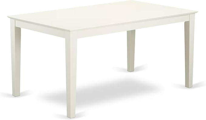 East West Furniture CAAD7-LWH-LC 7 Piece Dining Table Set Consist of a Rectangle Wooden Table and 6 Faux Leather Dining Room Chairs, 36x60 Inch, Linen White