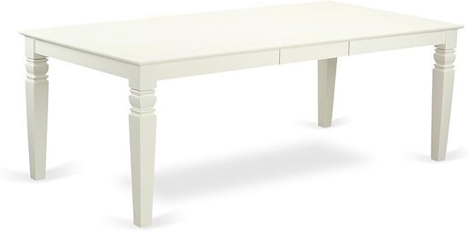 East West Furniture LGCL5-LWH-C 5 Piece Kitchen Table & Chairs Set Includes a Rectangle Dining Table with Butterfly Leaf and 4 Linen Fabric Dining Room Chairs, 42x84 Inch, Linen White