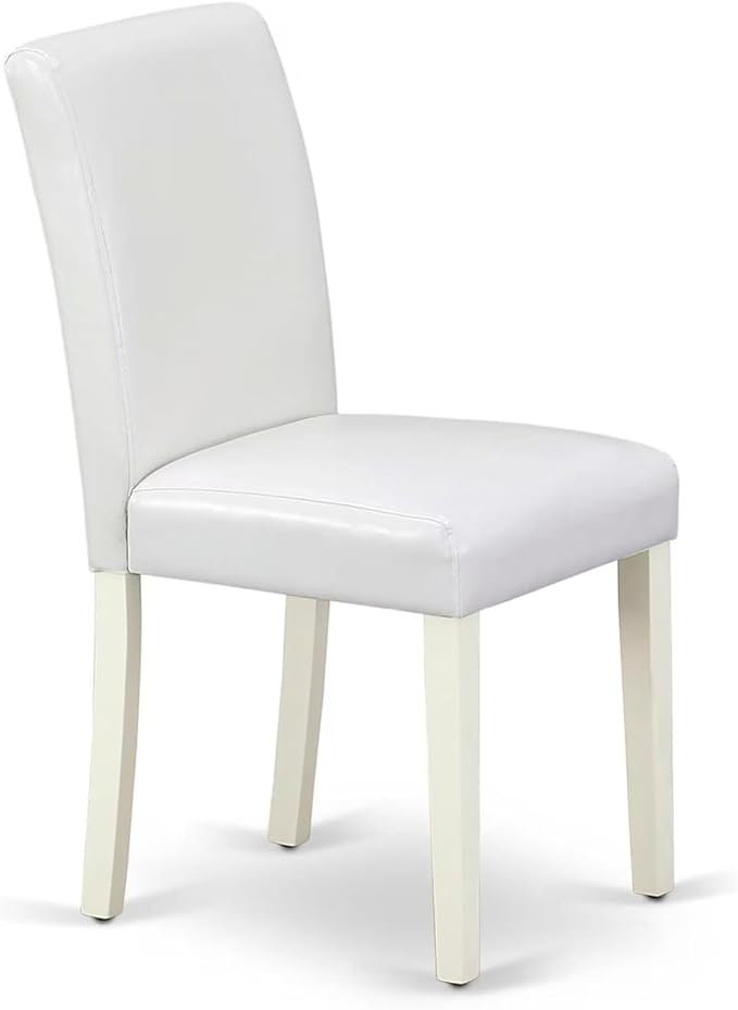 East West Furniture V077AB264-5 5 Piece Dinette Set for 4 Includes a Rectangle Dining Table with V-Legs and 4 White Faux Leather Parson Dining Room Chairs, 40x72 Inch, Multi-Color