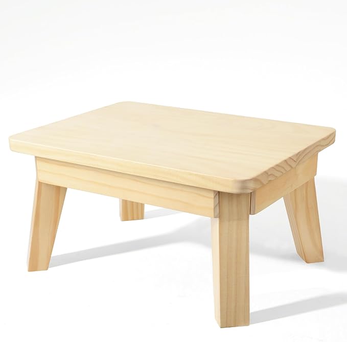 HOUCHICS Wooden Step Stool,One Step Stool for Adult Kids,Wood Bedside Step Stools for Kitchen,Bathroom,Bedroom(Wooden)