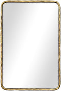BEGINS Hand-Forged Steel Wall Mirror, 24x36 Inch Vintage Solid Steel Frame, Antique Rounded Rectangle Bathroom Mirror with Hidden Mounting Hooks, Horizontal or Vertical Hanging