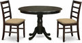East West Furniture HLAN3-CAP-C 3 Piece Dining Table Set for Small Spaces Contains a Round Dining Room Table with Pedestal and 2 Linen Fabric Upholstered Chairs, 42x42 Inch, Cappuccino