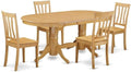 East West Furniture VAAN5-OAK-W 5 Piece Dining Set Includes an Oval Dining Table with Butterfly Leaf and 4 Kitchen Chairs, 40x76 Inch, Oak