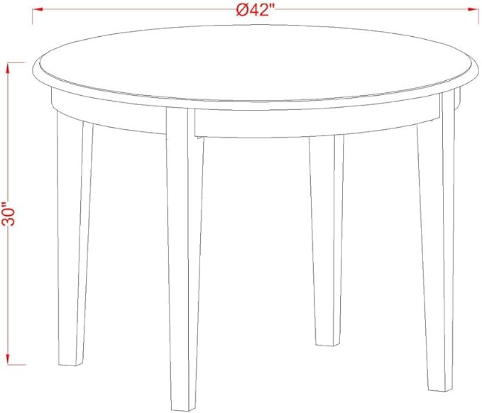 East West Furniture BOST3-WHI-W 3 Piece Kitchen Table Set for Small Spaces Contains a Round Dining Room Table and 2 Solid Wood Seat Chairs, 42x42 Inch, Linen White