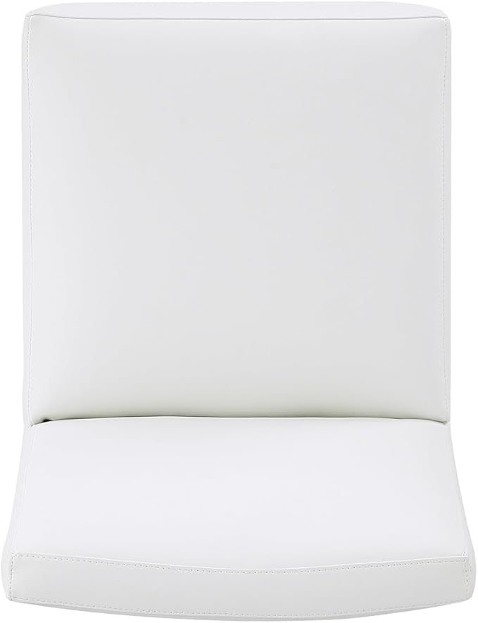 Manhattan Comfort Anna Square Modern Dining Chair with Head to Toe Faux Leather Upholstery and Plastic Foot Padding, Luxury Accent Furniture, Set of 1, Cream
