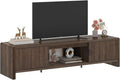 FATORRI TV Stand for 75/65/55 Inch TVs, Mid Century Modern Entertainment Center with Storage, Wood Waveform Fluted-Door Television Media Console for Living Room, Bedroom (63 Inch W, Dark Walnut)