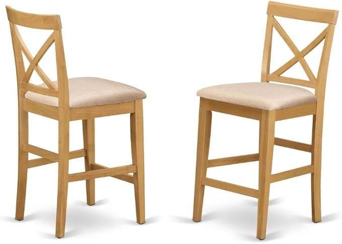 East West Furniture CAPU5H-OAK-C 5 Piece Kitchen Counter Height Dining Table Set Includes a Rectangle Dining Room Table and 4 Linen Fabric Upholstered Chairs, 36x60 Inch, Oak