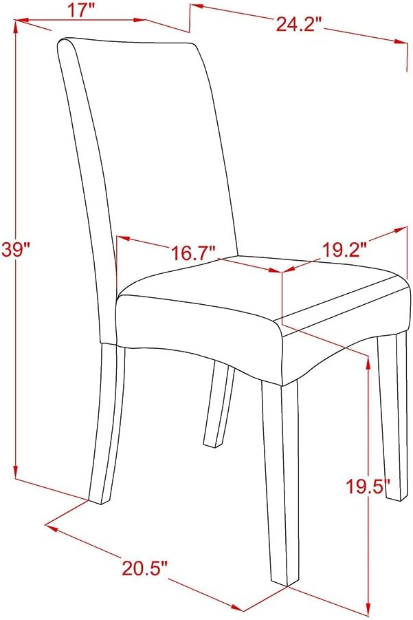 East West Furniture V676DR124-5 5 Piece Dinette Set for 4 Includes a Rectangle Dining Table with V-Legs and 4 Black Color Linen Fabric Parson Dining Room Chairs, 36x60 Inch, Multi-Color