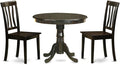 East West Furniture ANTI3-CAP-W 3 Piece Dining Set Contains a Round Kitchen Table with Pedestal and 2 Dining Chairs, 36x36 Inch, Cappuccino