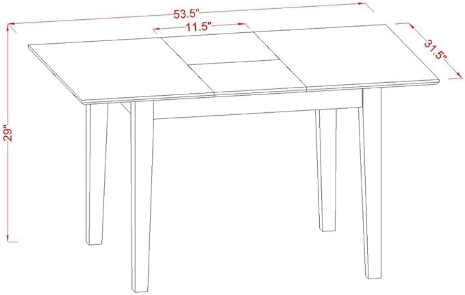 East West Furniture NOFL5-LWH-01 5 Piece Modern Dining Table Set Includes a Rectangle Wooden Table with Butterfly Leaf and 4 Cream Linen Fabric Upholstered Chairs, 32x54 Inch, Linen White