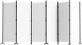 Room Divider 6-Panel Privacy Screen, Portable Screen Steel Frame with Hook&Loop for Home, Office, Classroom, Studio, Meeting (White)